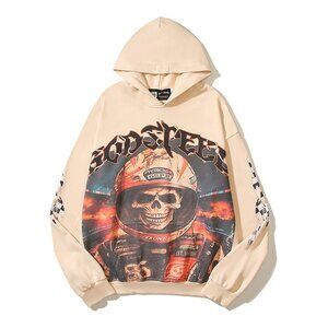 Beige Graphic Hoodie